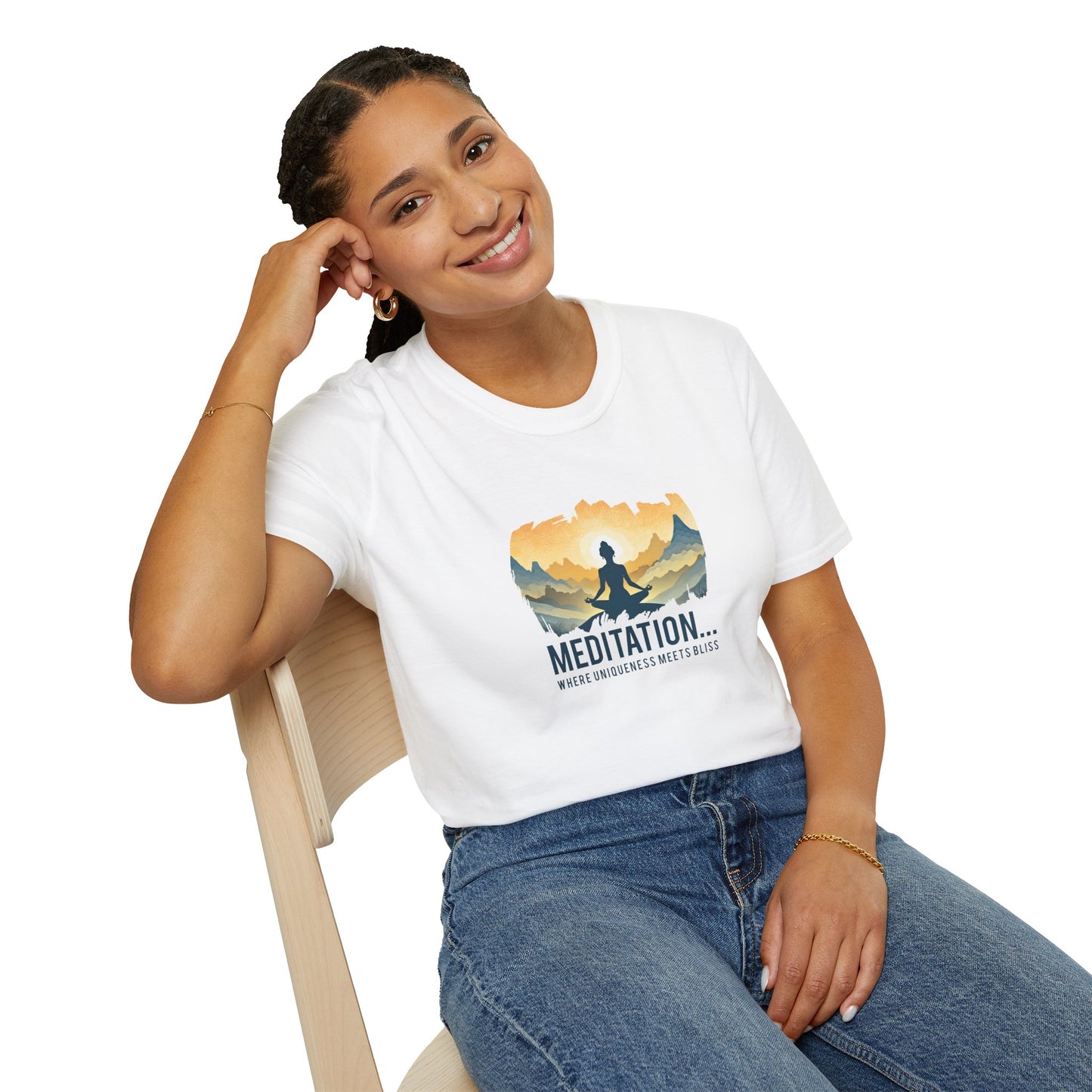 Meditation...Where Uniqueness Meets Bliss Unisex Softstyle T-Shirt