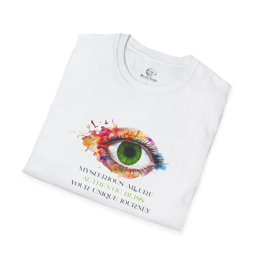 Mysterious Allure - Authentic Bliss - Your Unique Journey (Green Eye) Unisex Softstyle T-Shirt