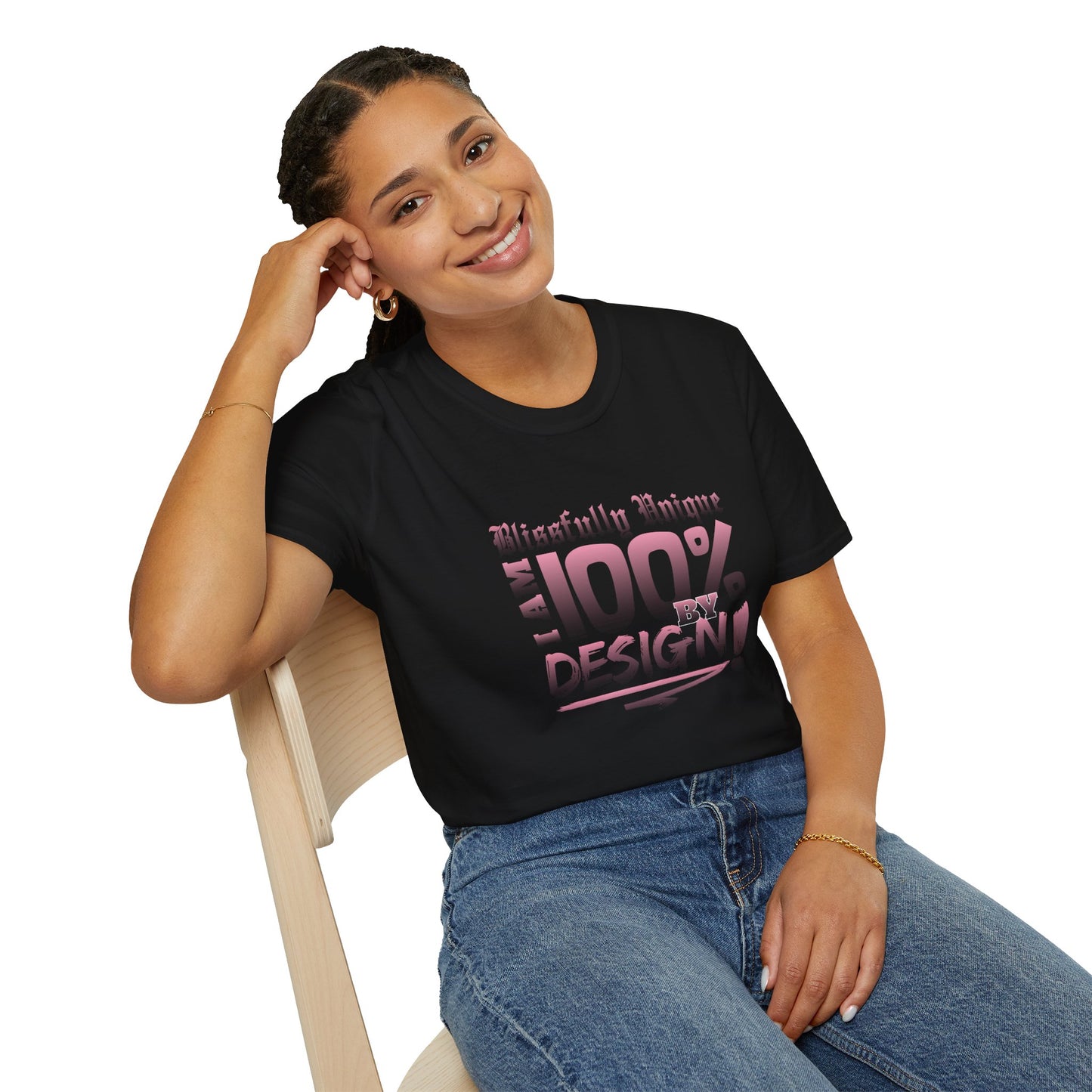 Blissfully Unique - I AM 100% by Design Unisex Softstyle T-Shirt LT PNK