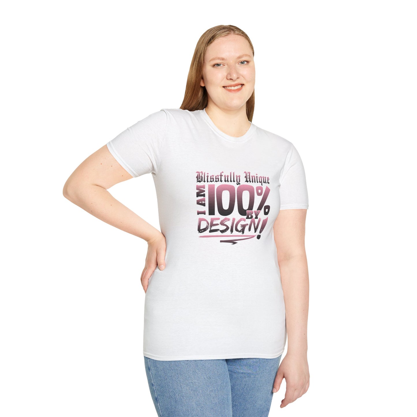 Blissfully Unique - I AM 100% by Design Unisex Softstyle T-Shirt LT PNK