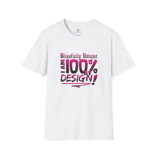 Blissfully Unique - I AM 100% by Design Unisex Softstyle T-Shirt DRK PNK