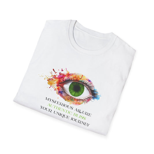 Mysterious Allure - Authentic Bliss - Your Unique Journey (Green Eye) Unisex Softstyle T-Shirt