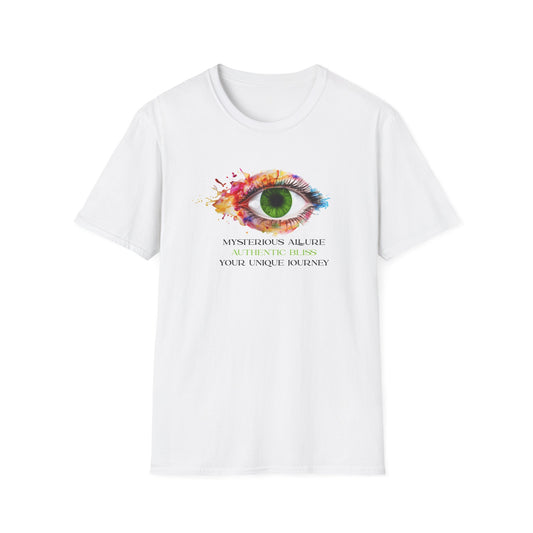 Mysterious Allure - Authentic Bliss - Your Unique Journey (Green Eye) Unisex Softstyle T-Shirt