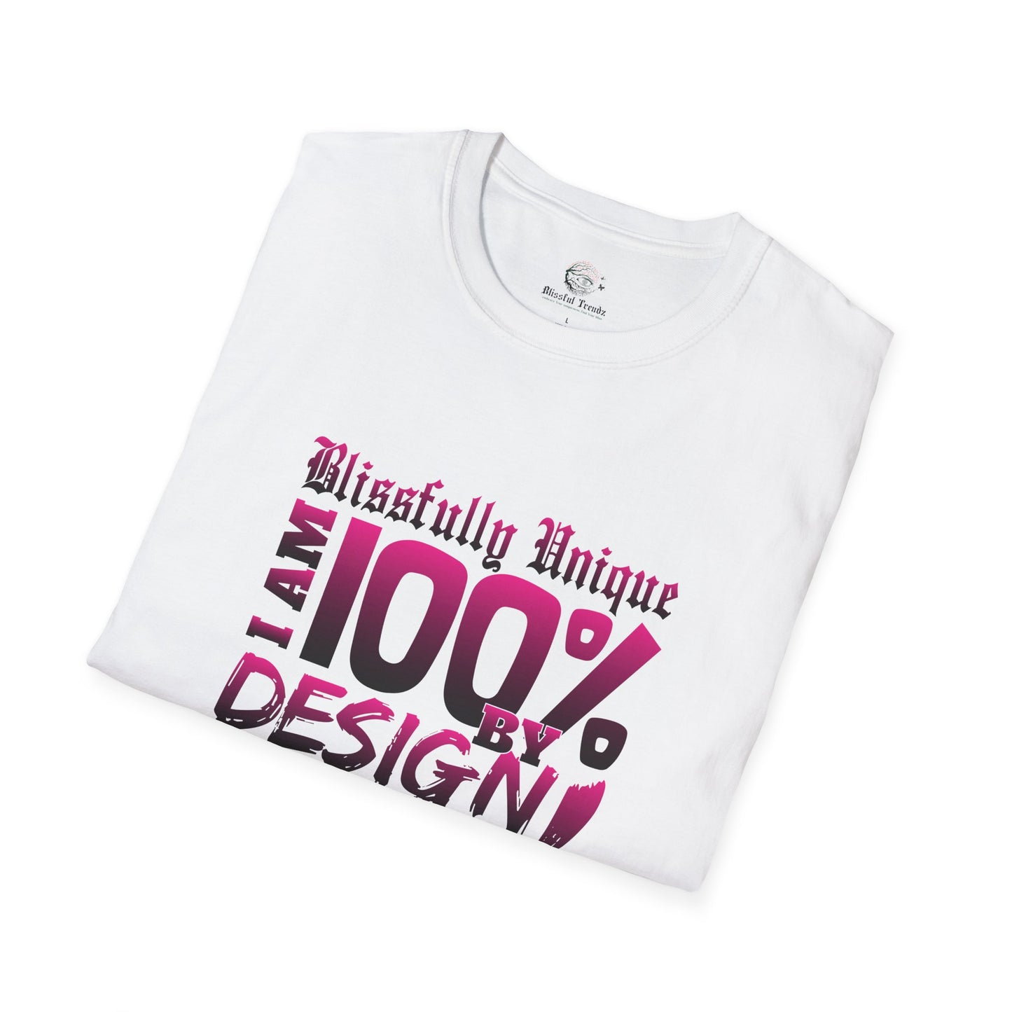 Blissfully Unique - I AM 100% by Design Unisex Softstyle T-Shirt DRK PNK