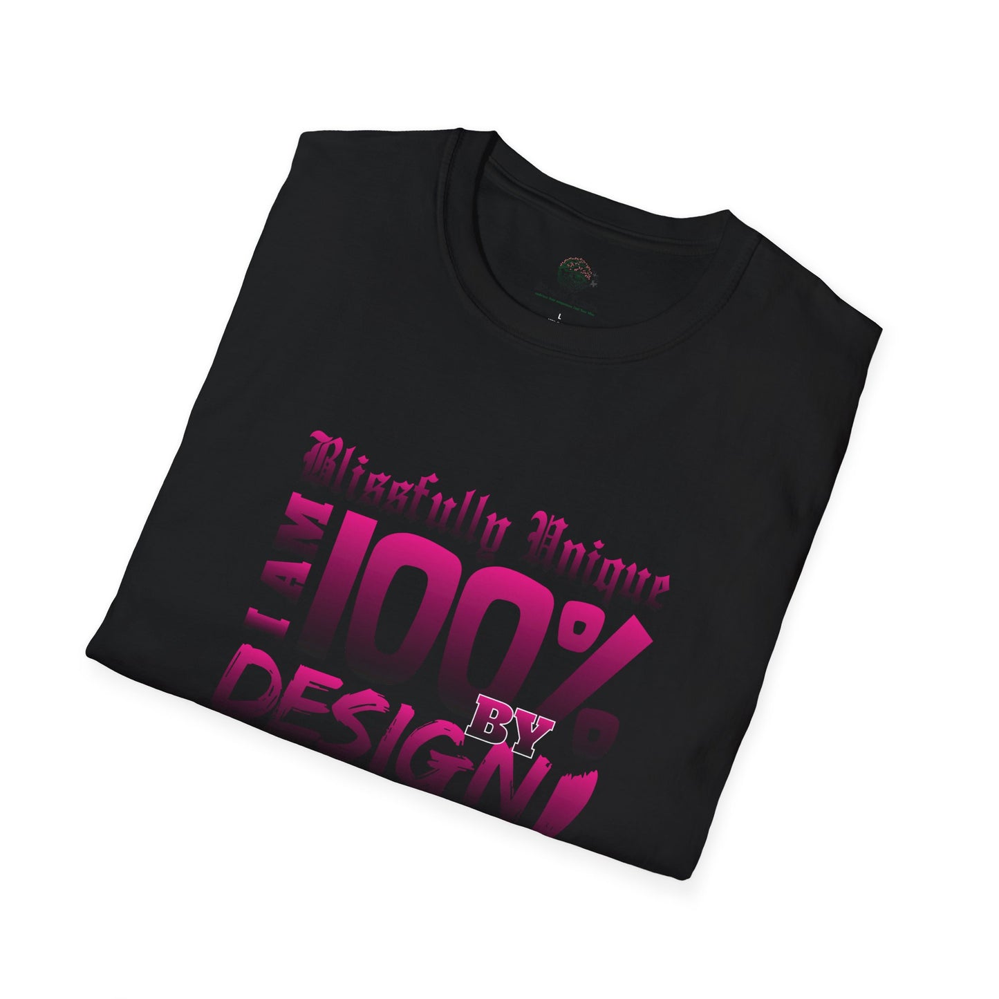 Blissfully Unique - I AM 100% by Design Unisex Softstyle T-Shirt DRK PNK