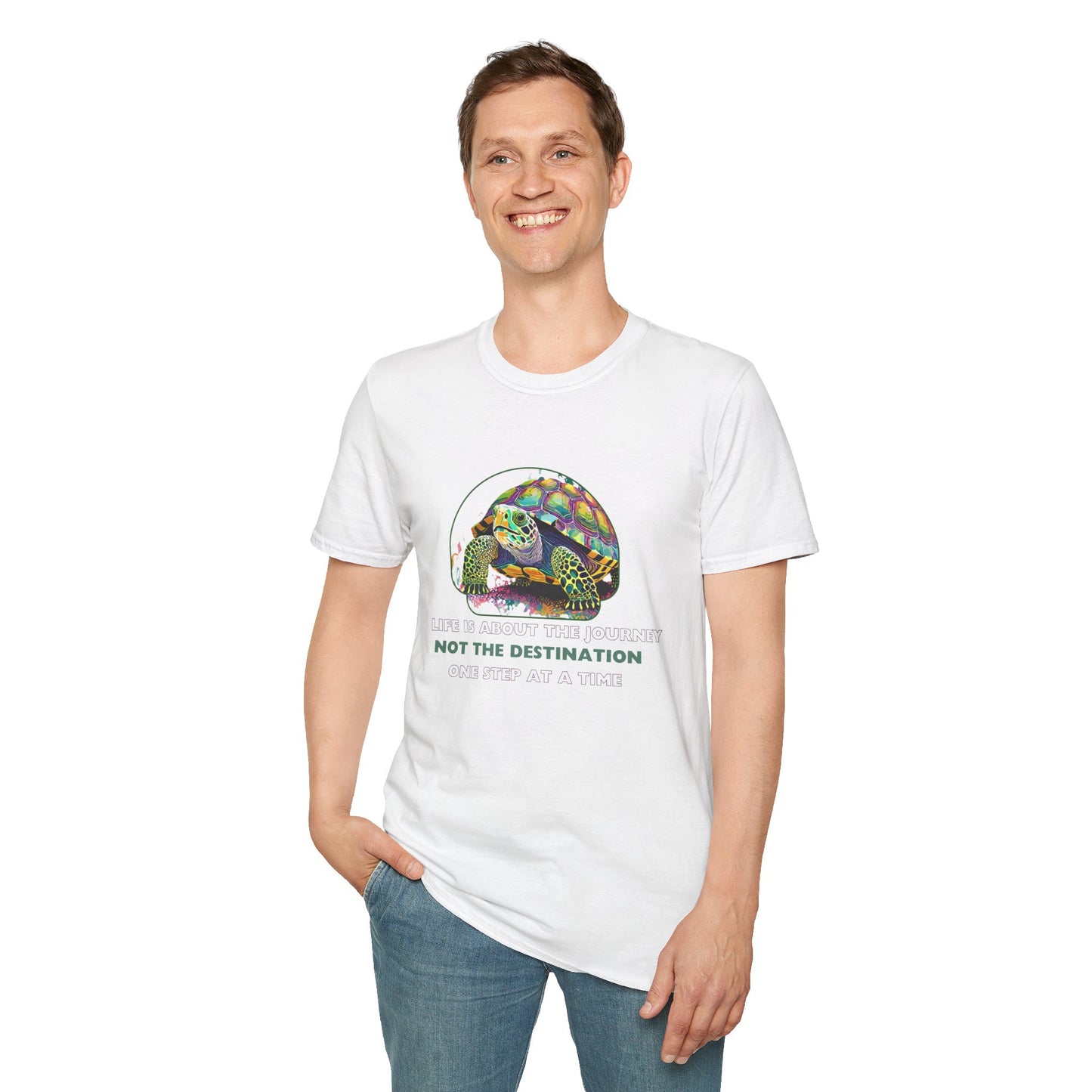 Life Is About The Journey - Not The Destination - One Step At A Time Unisex Softstyle T-Shirt