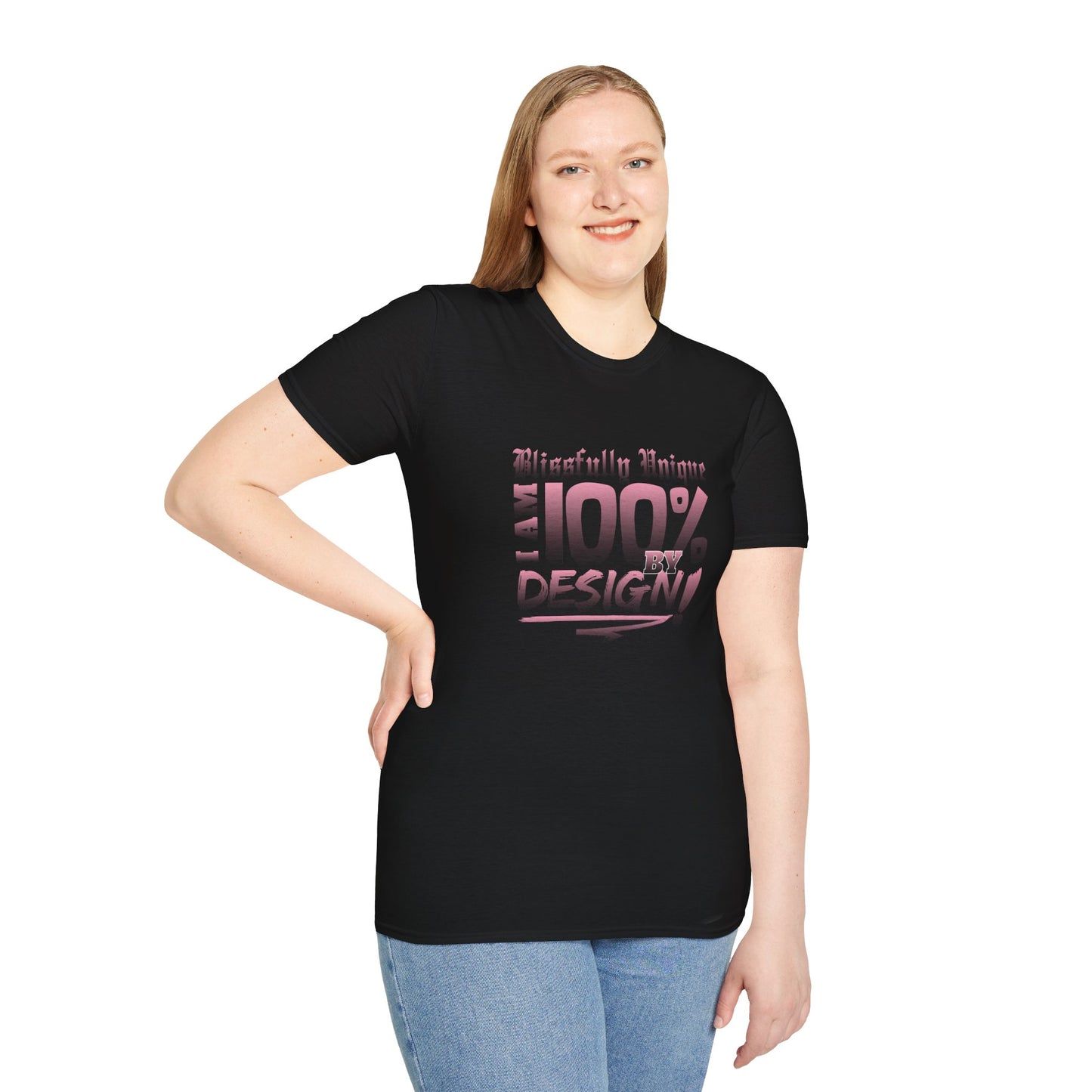 Blissfully Unique - I AM 100% by Design Unisex Softstyle T-Shirt LT PNK