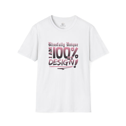 Blissfully Unique - I AM 100% by Design Unisex Softstyle T-Shirt LT PNK