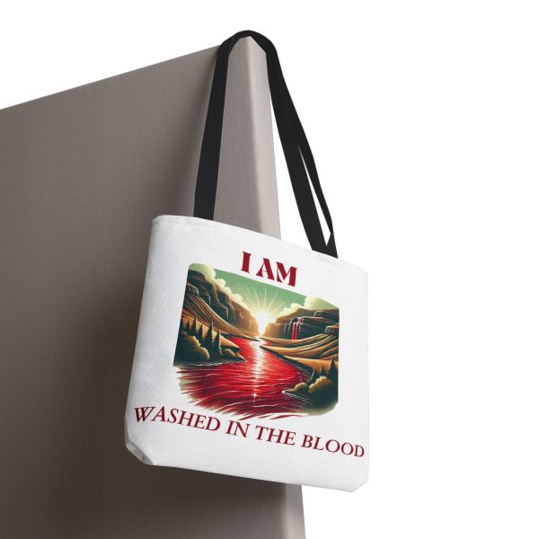 I AM Washed In The Blood - River - Tote Bag - WHT (AOP) - Image 4