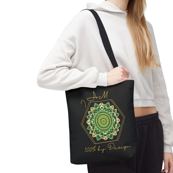 I AM 100% By Design - Mandala - Tote Bag - BLK - GRN (AOP) - Image 5