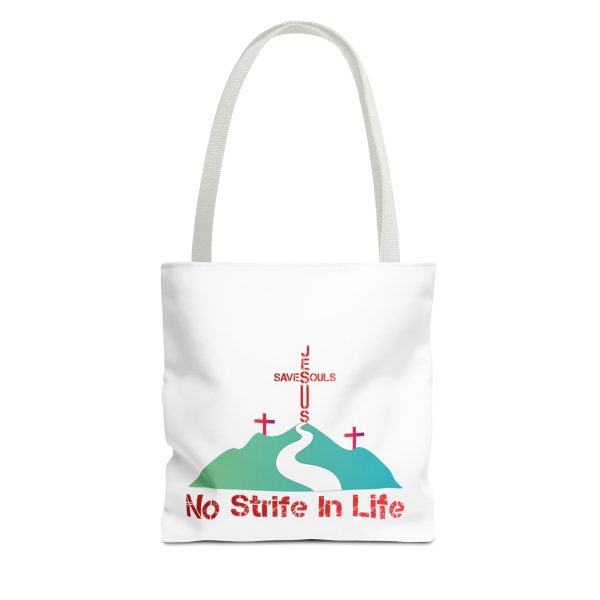Jesus Saves Souls - No Strife In Life - Tote Bag - Red (AOP) - Image 7