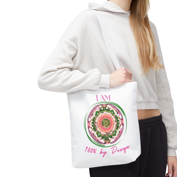 I AM 100% By Design - Mandala - Tote Bag - Pink (AOP) - Image 5