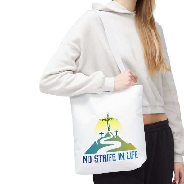 Jesus Saves Souls - No Strife In Life - Tote Bag - Blue (AOP) - Image 5