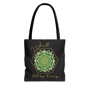 I AM 100% By Design - Mandala - Tote Bag - BLK - GRN (AOP)