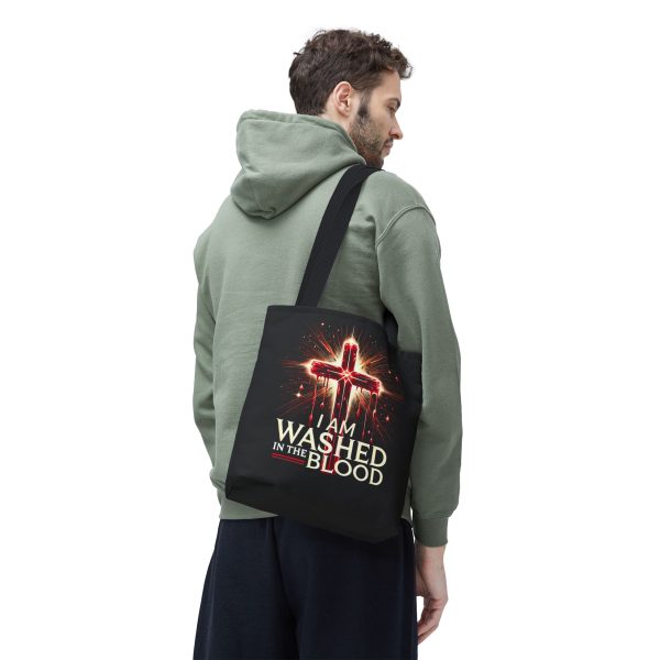 I AM Washed IN The Blood - Tote Bag - BLCK (AOP) - Image 6