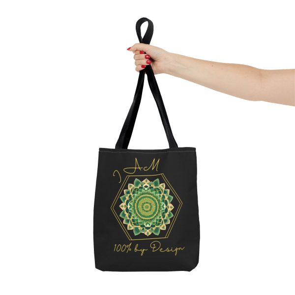 I AM 100% By Design - Mandala - Tote Bag - BLK - GRN (AOP) - Image 3