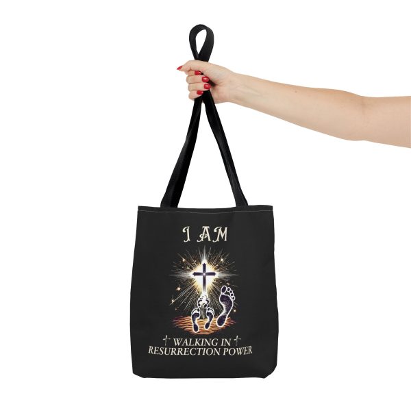 I AM Walking IN Resurrection Power - Tote Bag - BLK (AOP) - Image 3