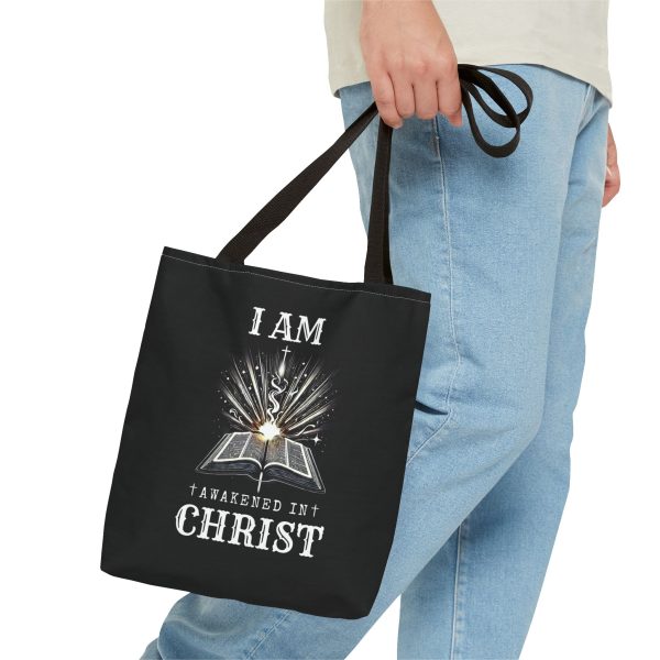 I AM Awakened In Christ - Tote Bag - BLK (AOP) - Image 2