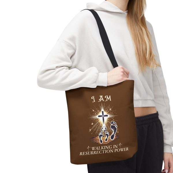 I AM Walking In Resurrection Power - Tote Bag - BRWN (AOP) - Image 5