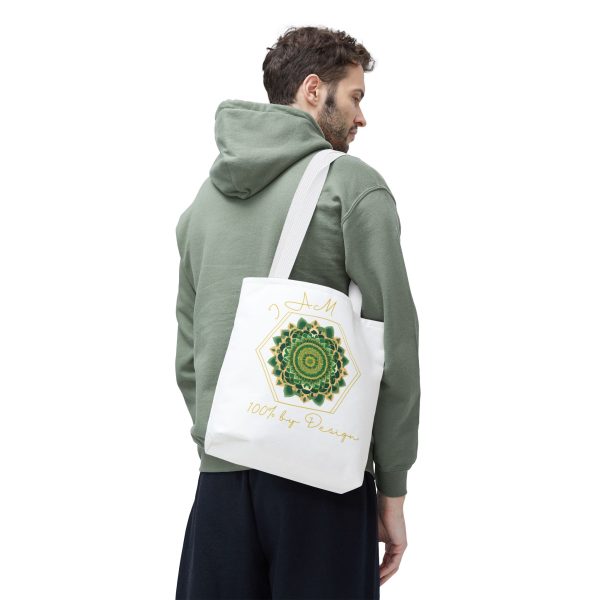I AM 100% By Design - Mandala - Tote Bag WHT - GRN (AOP) - Image 6
