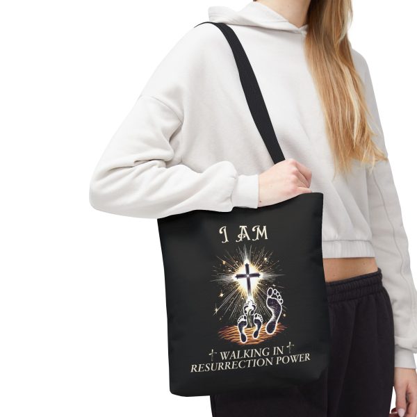 I AM Walking IN Resurrection Power - Tote Bag - BLK (AOP) - Image 5