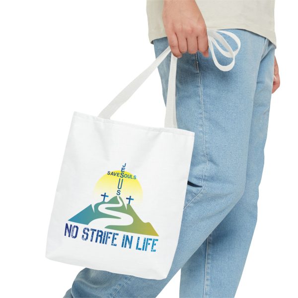 Jesus Saves Souls - No Strife In Life - Tote Bag - Blue (AOP) - Image 2