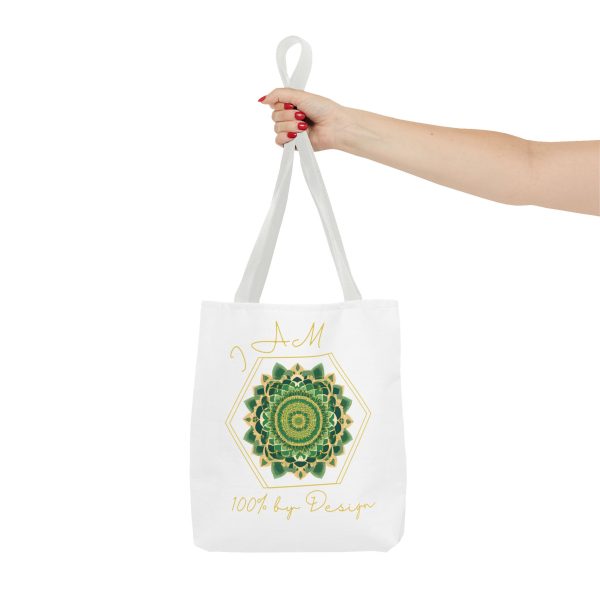 I AM 100% By Design - Mandala - Tote Bag WHT - GRN (AOP) - Image 3