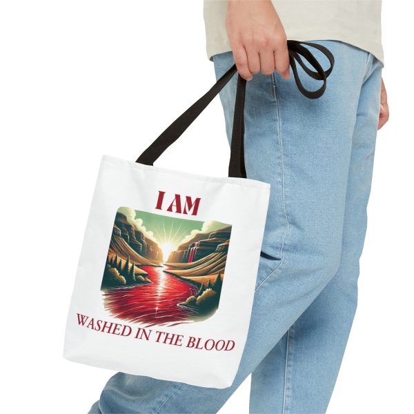 I AM Washed In The Blood - River - Tote Bag - WHT (AOP) - Image 2