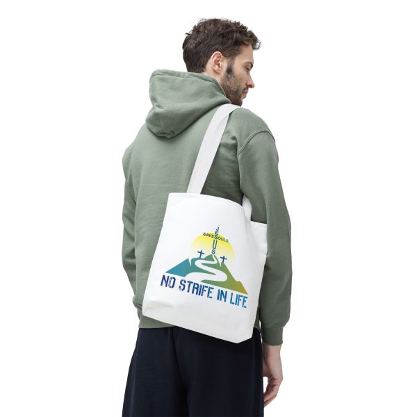 Jesus Saves Souls - No Strife In Life - Tote Bag - Blue (AOP) - Image 6