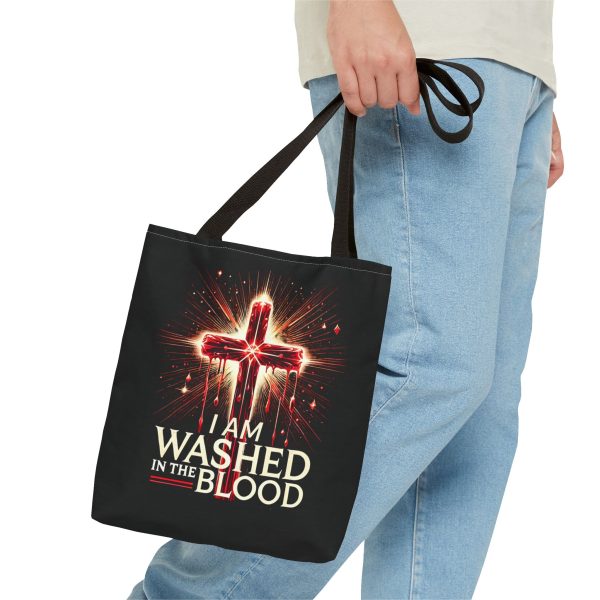 I AM Washed IN The Blood - Tote Bag - BLCK (AOP) - Image 2