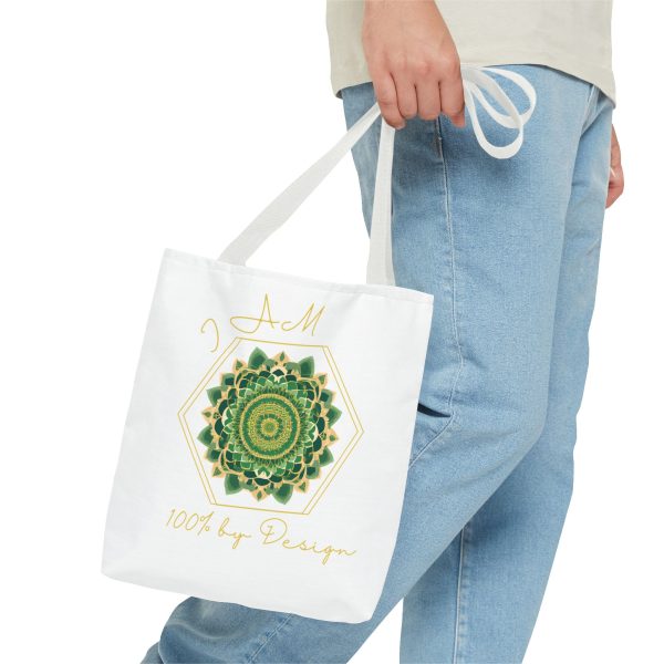 I AM 100% By Design - Mandala - Tote Bag WHT - GRN (AOP) - Image 2