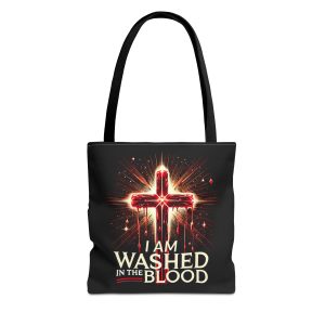 I AM Washed IN The Blood - Tote Bag - BLCK (AOP)