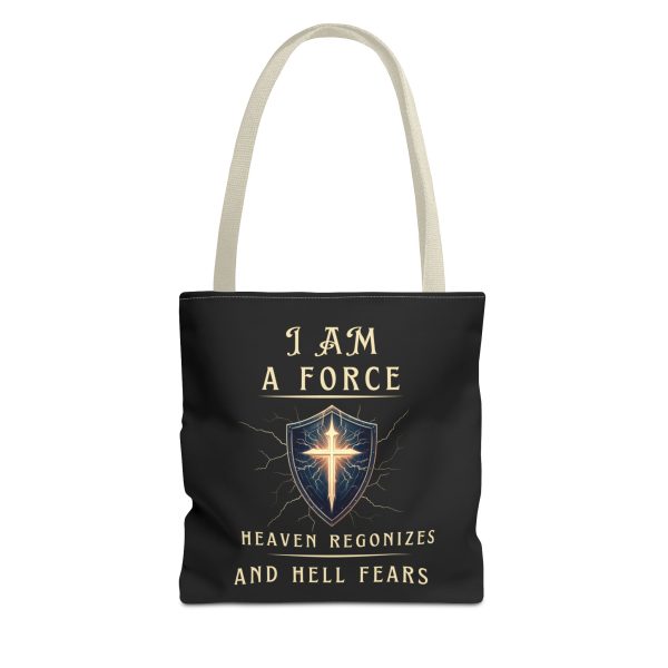I AM A Force Heaven Recognizes and Hell Fears - Tote Bag - BLK (AOP) - Image 7