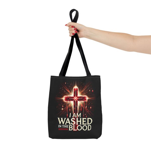 I AM Washed IN The Blood - Tote Bag - BLCK (AOP) - Image 3