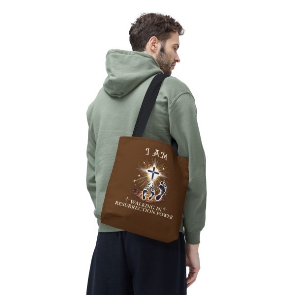 I AM Walking In Resurrection Power - Tote Bag - BRWN (AOP) - Image 6