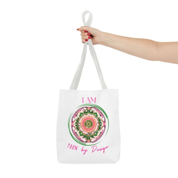I AM 100% By Design - Mandala - Tote Bag - Pink (AOP) - Image 3