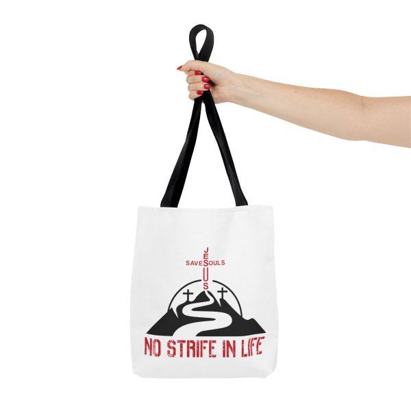 Jesus Saves Souls - No Strife In Life -Tote Bag - Red/BLK (AOP) - Image 3