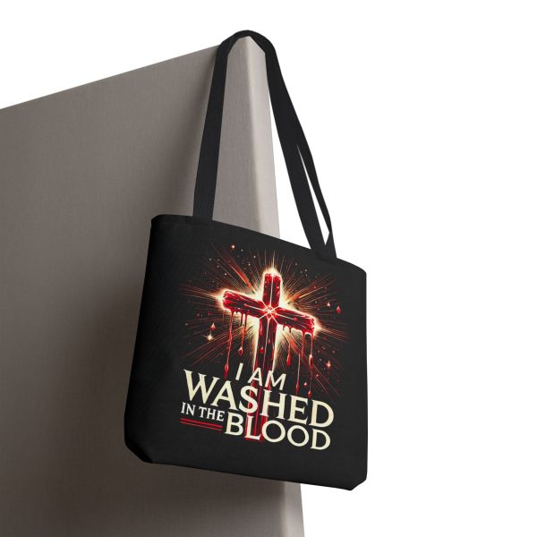 I AM Washed IN The Blood - Tote Bag - BLCK (AOP) - Image 4