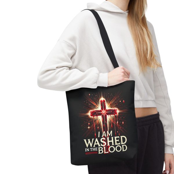 I AM Washed IN The Blood - Tote Bag - BLCK (AOP) - Image 5