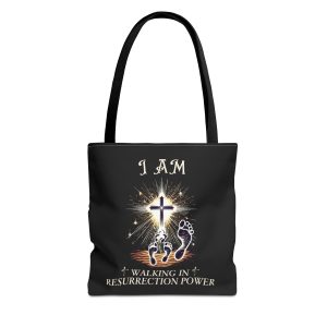I AM Walking IN Resurrection Power - Tote Bag - BLK (AOP)
