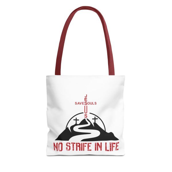 Jesus Saves Souls - No Strife In Life -Tote Bag - Red/BLK (AOP) - Image 7
