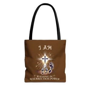 I AM Walking In Resurrection Power - Tote Bag - BRWN (AOP)