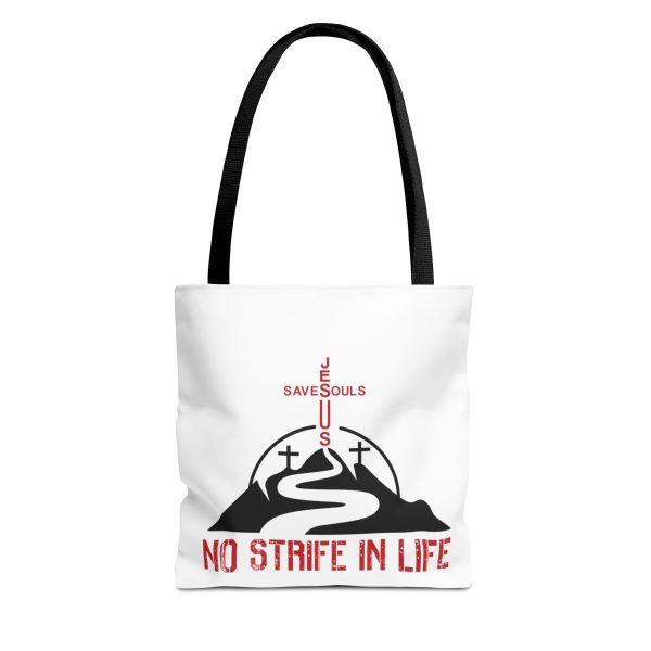 Jesus Saves Souls - No Strife In Life -Tote Bag - Red/BLK (AOP)