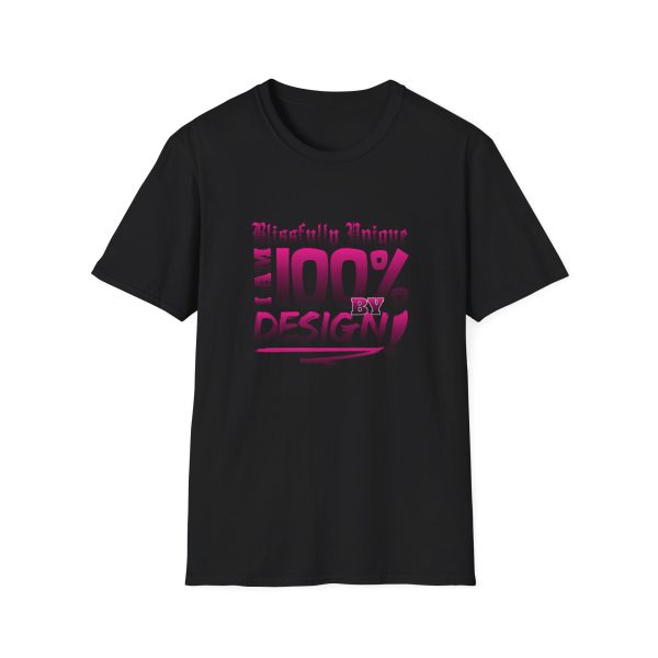 Blissfully Unique - I AM 100% by Design Unisex Softstyle T-Shirt DRK PNK - Image 5