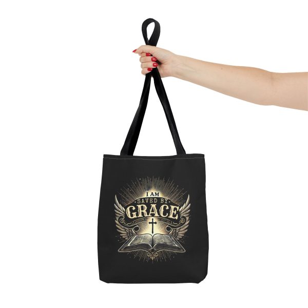 I AM Saved By Grace - Tote Bag - BLK (AOP) - Image 3