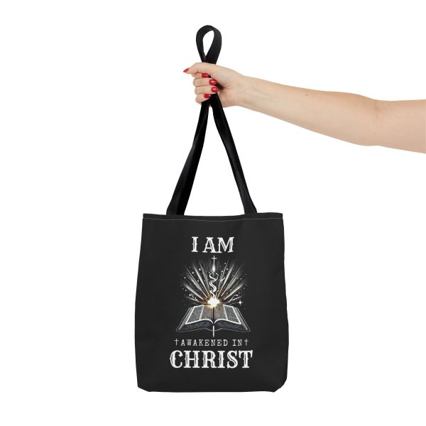 I AM Awakened In Christ - Tote Bag - BLK (AOP) - Image 3