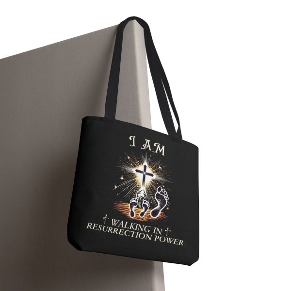 I AM Walking IN Resurrection Power - Tote Bag - BLK (AOP) - Image 6