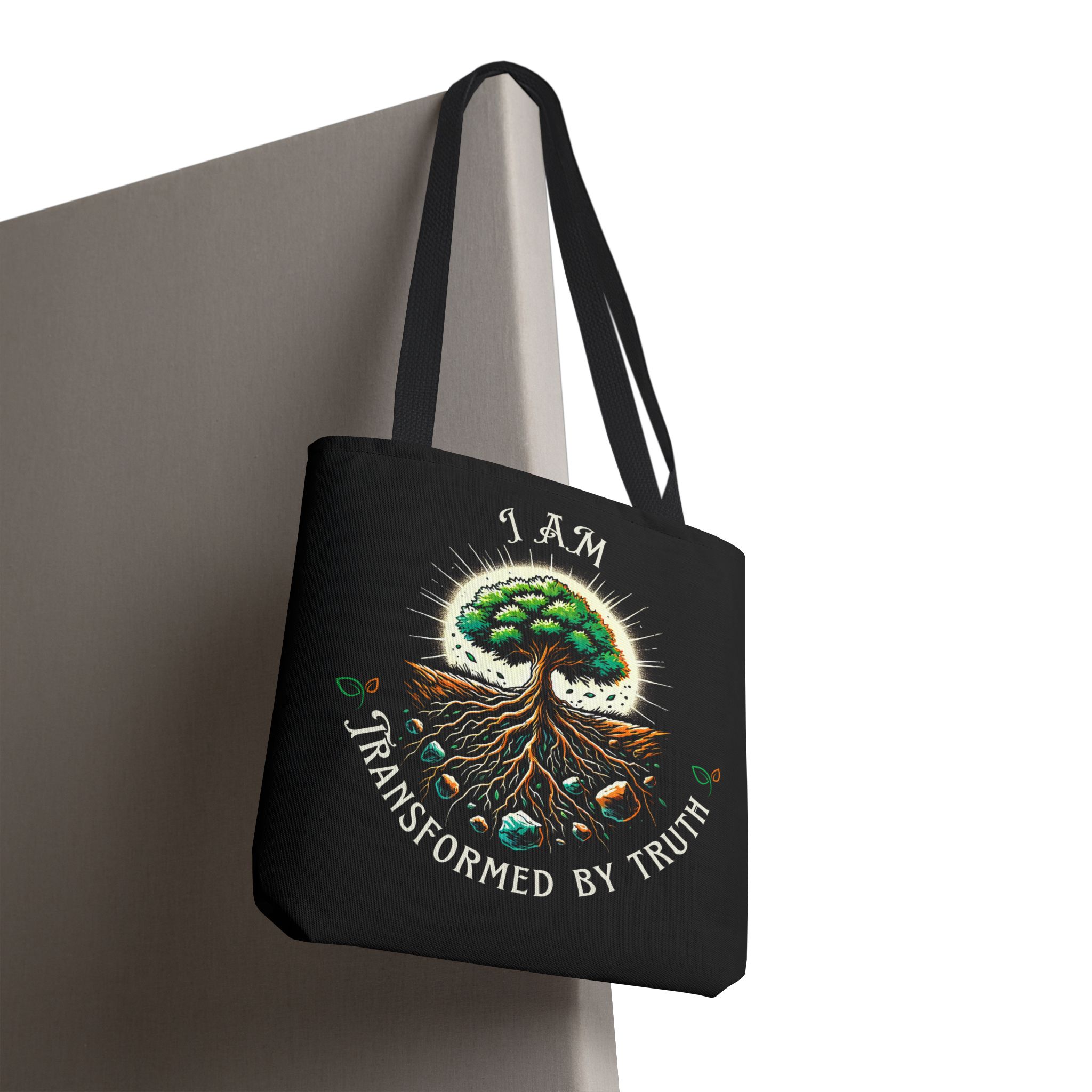 I AM Transformed By Truth - Tree - Tote Bag - BLK (AOP) - Image 4