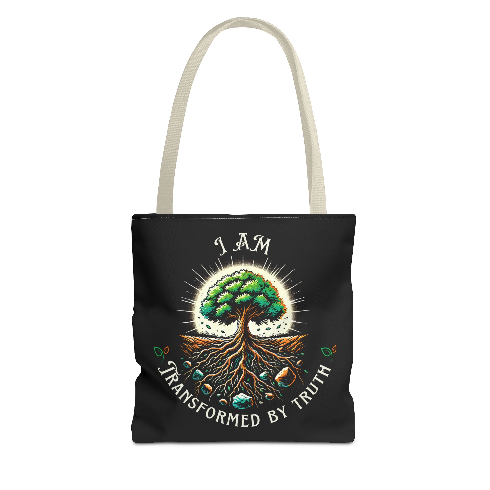 I AM Transformed By Truth - Tree - Tote Bag - BLK (AOP) - Image 8