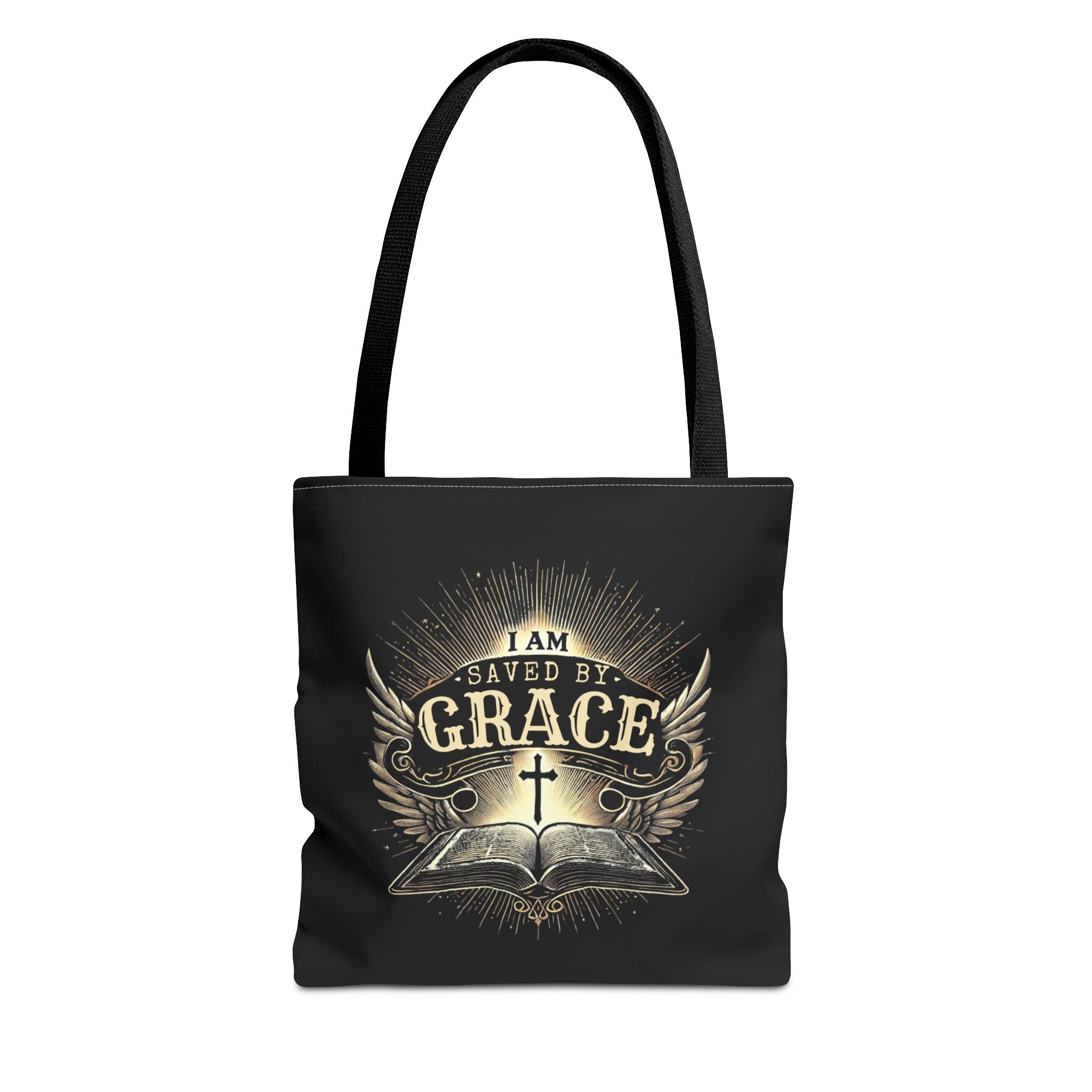 I AM Saved By Grace - Tote Bag - BLK (AOP)
